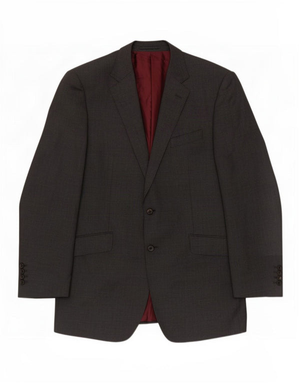 Marks & Spencer Mens Long 2 Button Blazer Jacket UK 42 Large Grey Wool