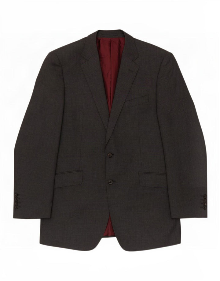 Marks & Spencer Mens Long 2 Button Blazer Jacket UK 42 Large Grey Wool