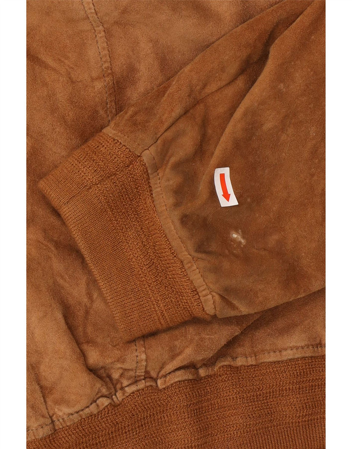 Vintage Mens Suede Bomber Jacket UK 40 Large Brown