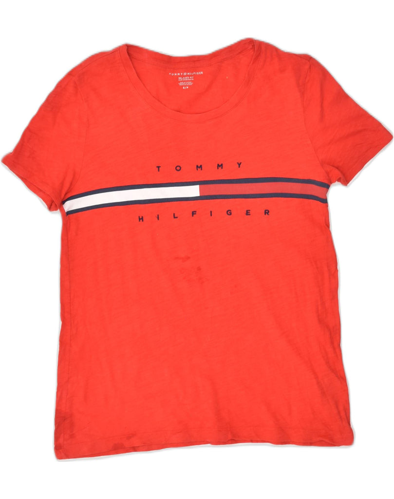 TOMMY HILFIGER Mens Relaxed Fit Graphic T-Shirt Top Small Red Cotton | Vintage Tommy Hilfiger | Thrift | Second-Hand Tommy Hilfiger | Used Clothing | Messina Hembry 