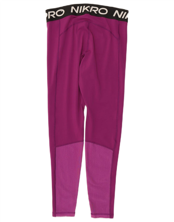 Nike Womens Dri Fit Graphic Leggings UK 12 Medium  Purple Polyester