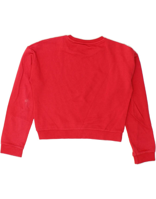 GUESS Womens Graphic Crop Sweatshirt Jumper UK 12 Medium Red Cotton Vintage Second Hand Clothing Online Messina Hembry