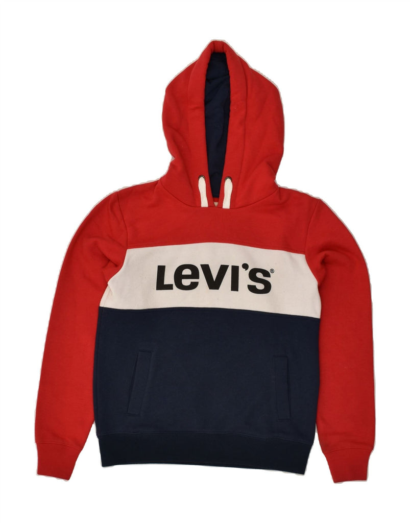 LEVI'S Boys Graphic Hoodie Jumper 11-12 Years Red Striped Cotton | Vintage Levi's | Thrift | Second-Hand Levi's | Used Clothing | Messina Hembry 