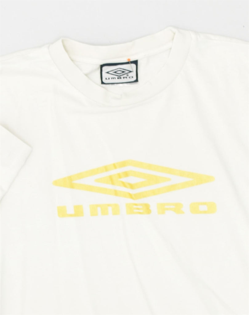 UMBRO Womens Graphic T-Shirt Top UK 18 XL Off White Cotton | Vintage Umbro | Thrift | Second-Hand Umbro | Used Clothing | Messina Hembry 