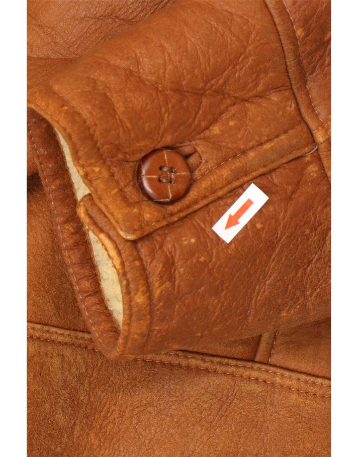 Vintage Mens Shearling Jacket UK 42 XL Brown Shearling