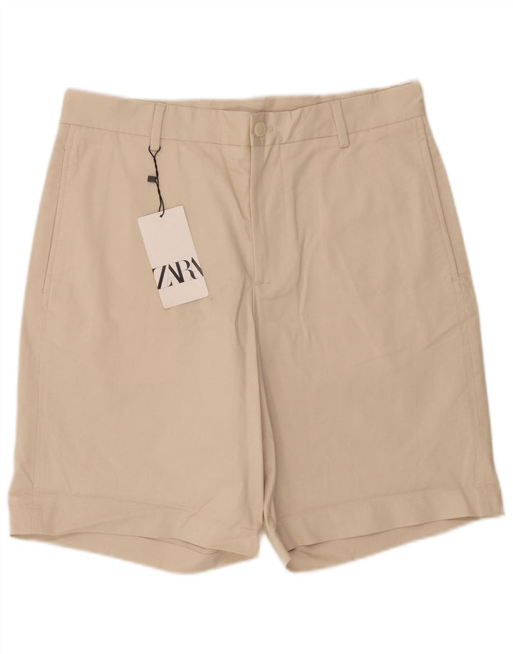 Zara Mens Chino Shorts W32 Medium Beige Cotton