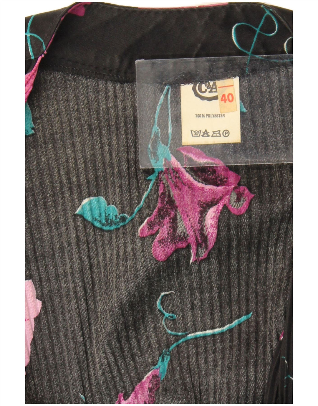 C&A Womens 3/4 Sleeve Maxi Dress EU 40 Medium Black Floral Polyester