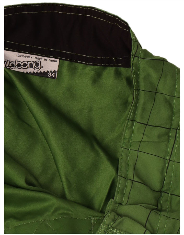 Billabong Mens Graphic Swimming Shorts Large  Green Check Polyester