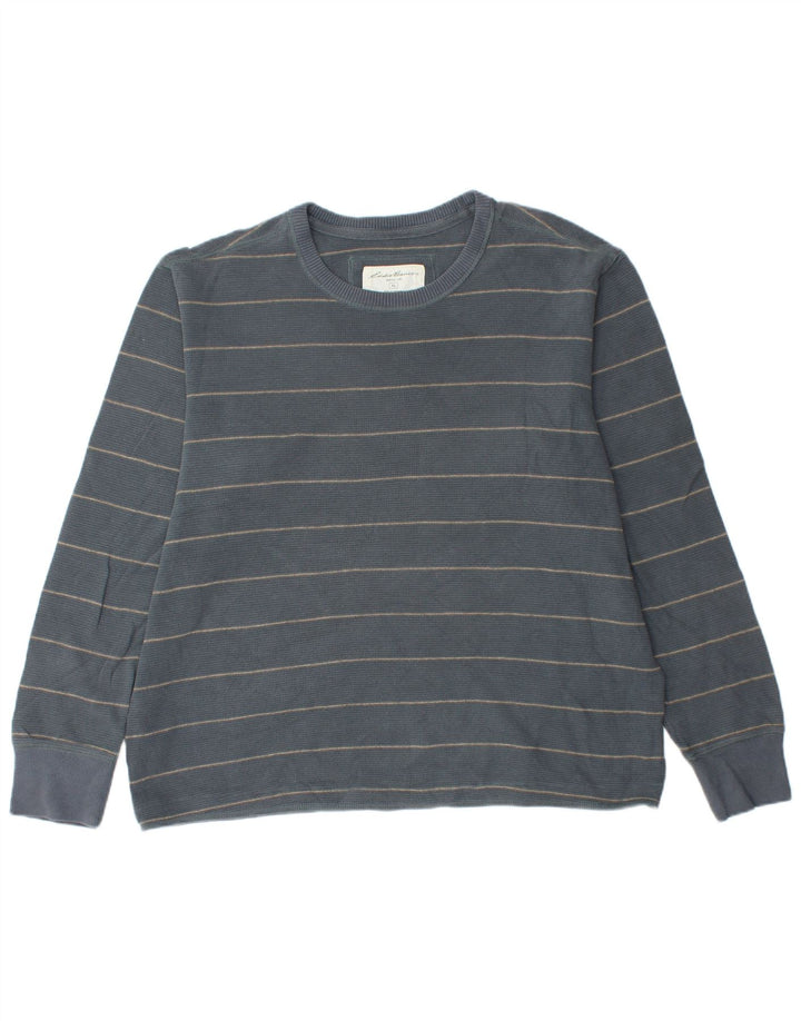 EDDIE BAUER Mens Top Long Sleeve XL Blue Striped Cotton
