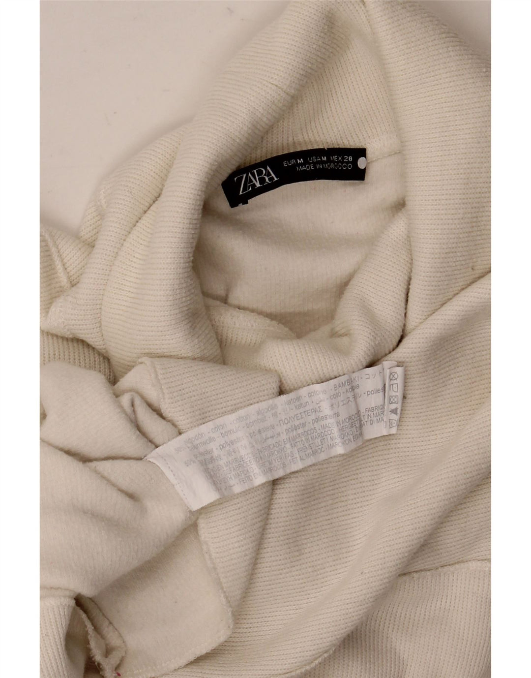 Zara Womens Oversized Crop Top Long Sleeve UK 14 Medium White Cotton