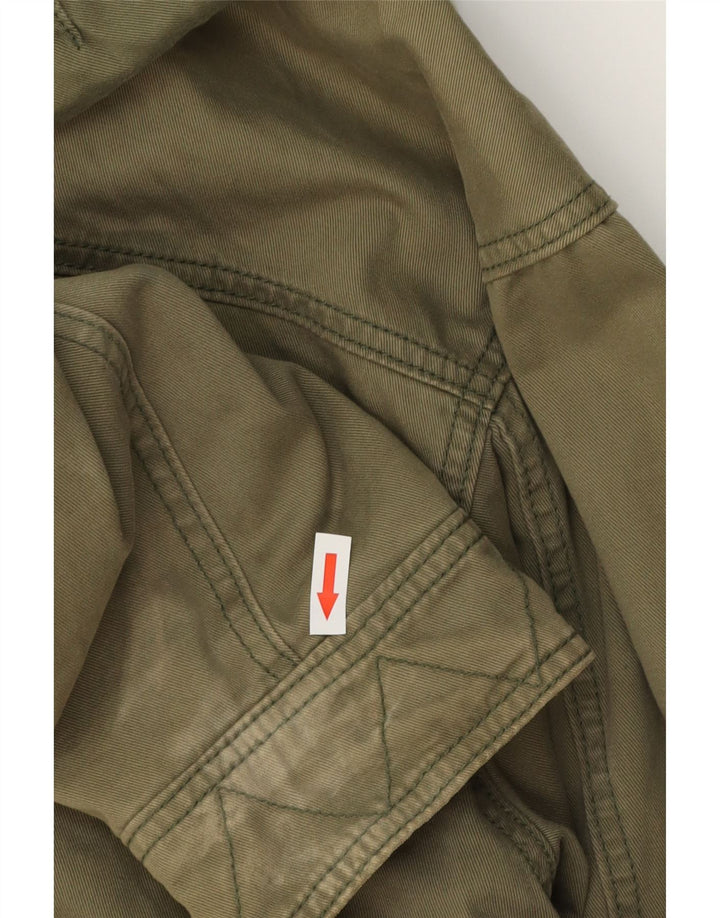 NIKE Mens Hooded Parka Jacket UK 39/41 Medium Khaki Cotton