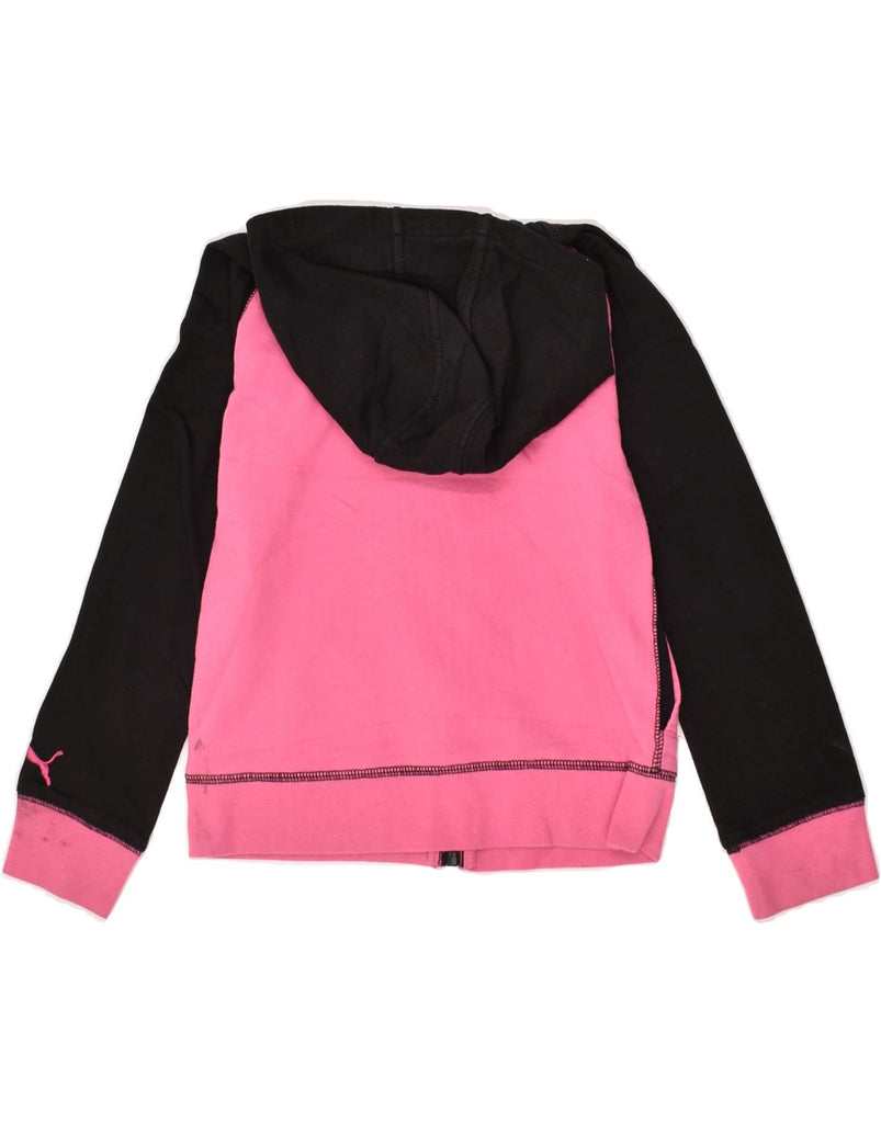 PUMA Girls Zip Hoodie Sweater 8-9 Years Pink Colourblock Cotton | Vintage Puma | Thrift | Second-Hand Puma | Used Clothing | Messina Hembry 