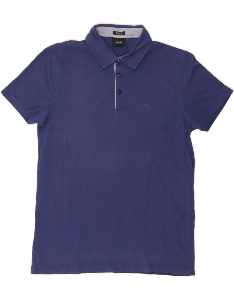 HUGO BOSS Mens Regular Fit Polo Shirt Medium Navy Blue Cotton Vintage Hugo Boss and Second-Hand Hugo Boss from Messina Hembry 