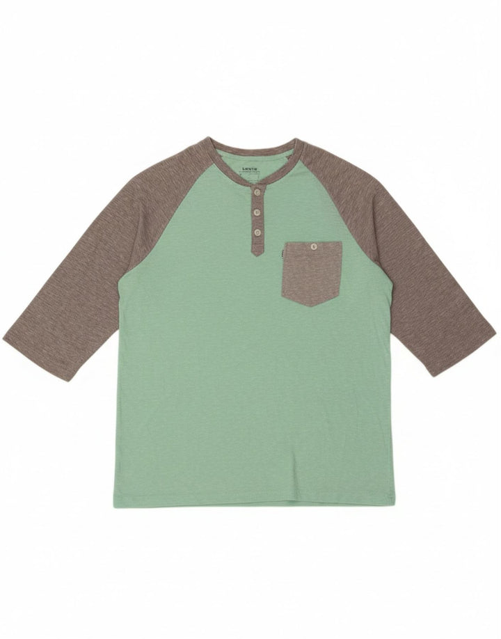 LEVI'S Mens Top 3/4 Sleeve Large Green Colourblock Polyester