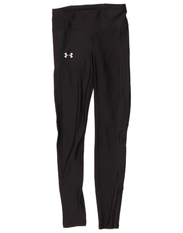 Under Armour Womens Compression Leggings UK 10 Small Black Polyester Sports