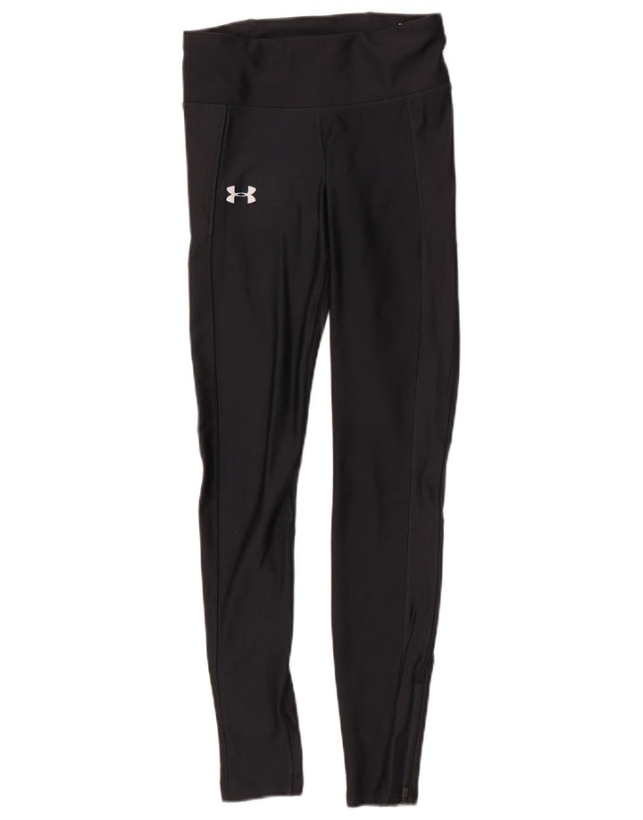 Under Armour Womens Compression Leggings UK 10 Small Black Polyester Sports
