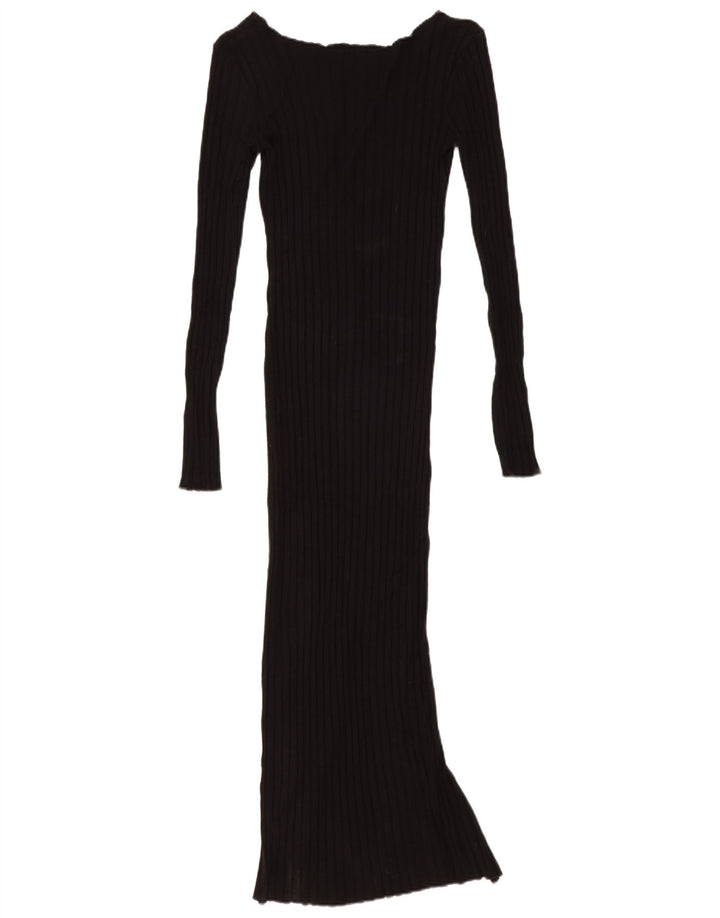 Zara Womens Maxi Bodycon Dress UK 8 Small Black Viscose