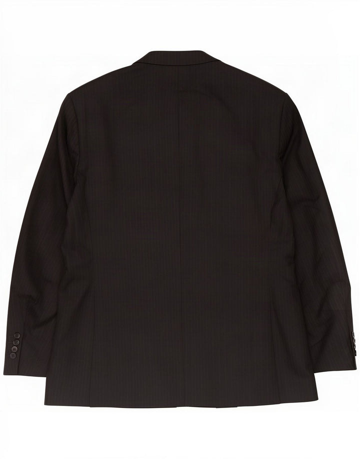 Marks & Spencer Mens 2 Button Blazer Jacket UK 48 2XL Black Pinstripe Wool