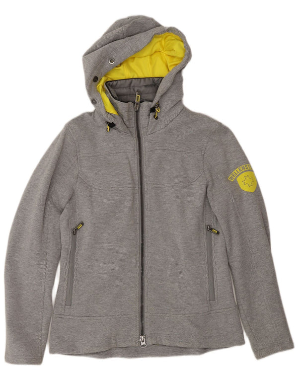 Wellensteyn Mens Graphic Hooded Bomber Jacket UK 10 Small Grey Cotton