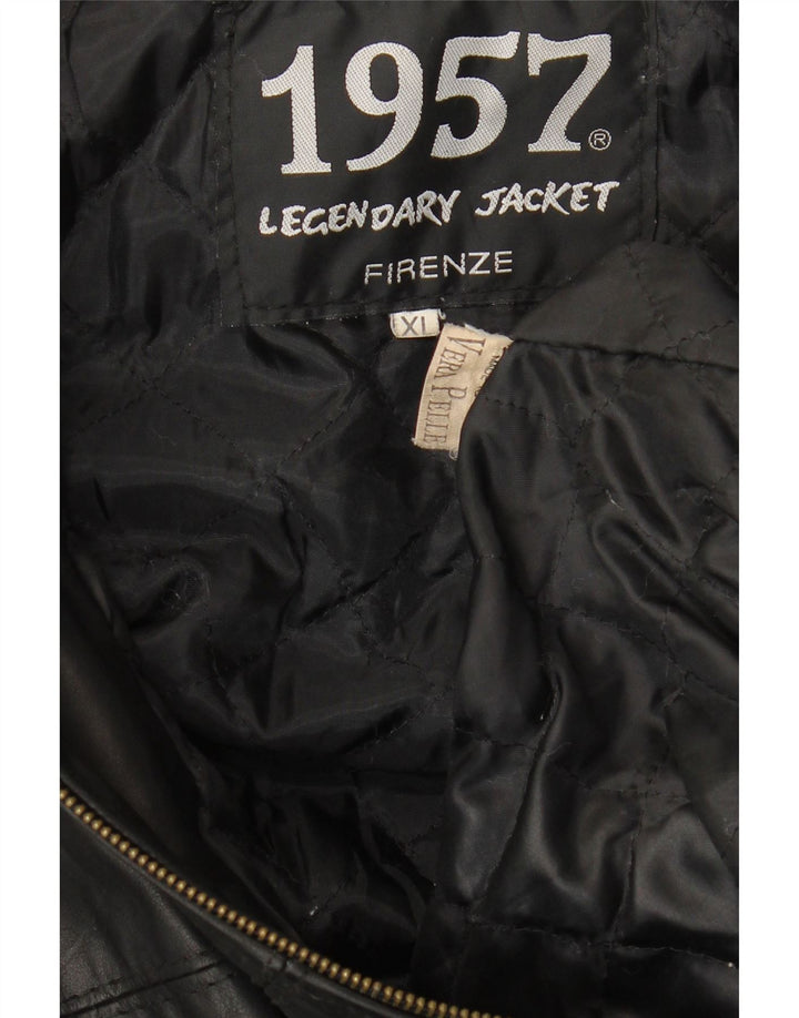 1957 LEGENDARY Mens Firenze Leather Jacket UK 42 XL Black Leather