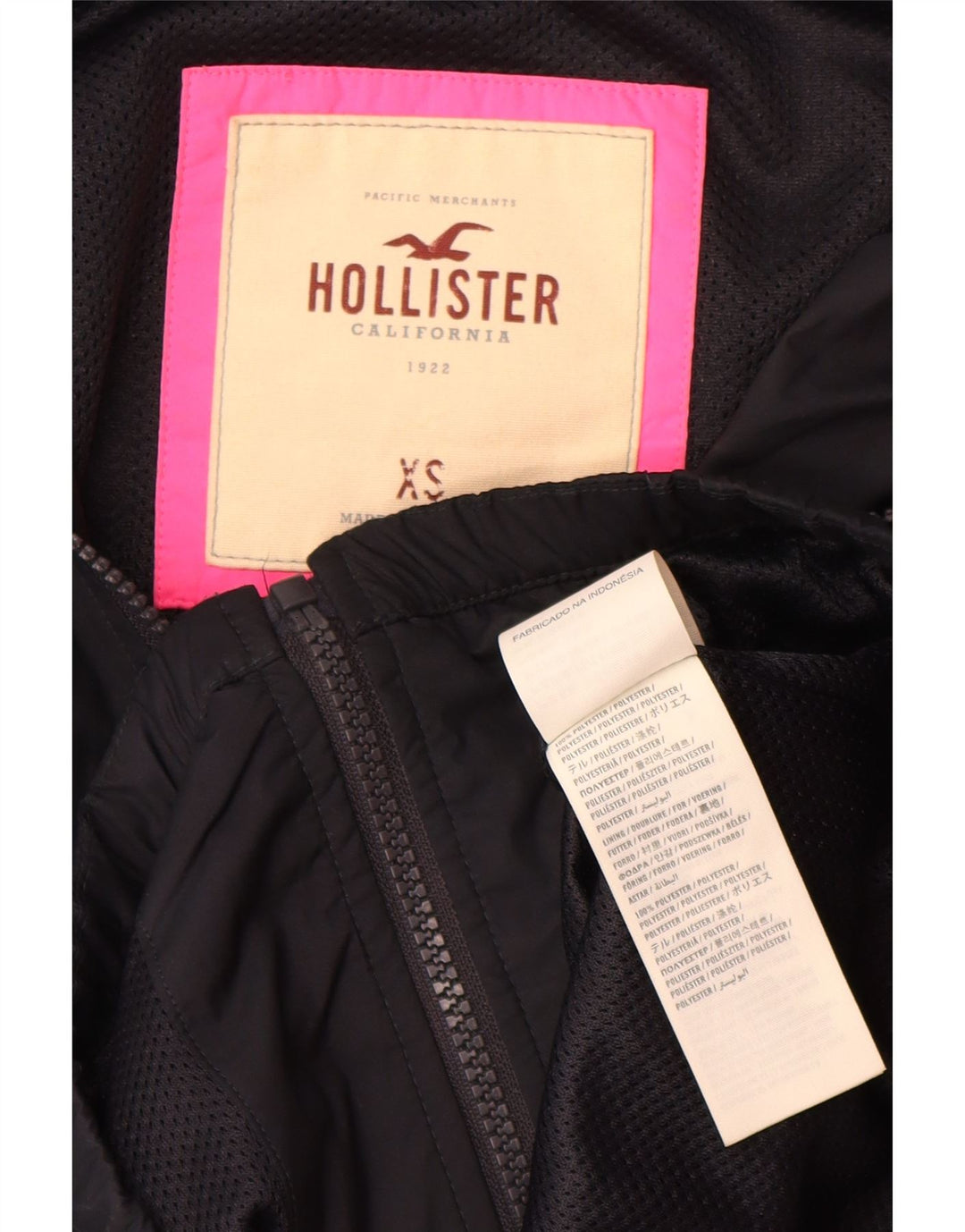 Hollister Womens Hooded Rain Jacket UK 6 XS Black Polyester