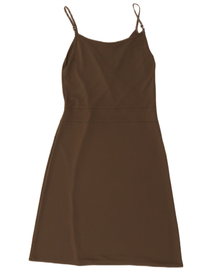 Marks & Spencer Womens Sleeveless A-Line Dress UK 12 Medium Khaki