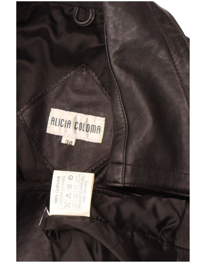 Vintage Womens Biker Leather Jacket EU 38 Medium Black Leather