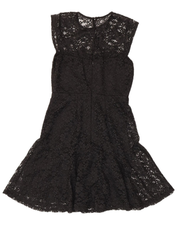 Warehouse Womens Sleeveless Lace A-Line Dress UK 10 Small Black Floral