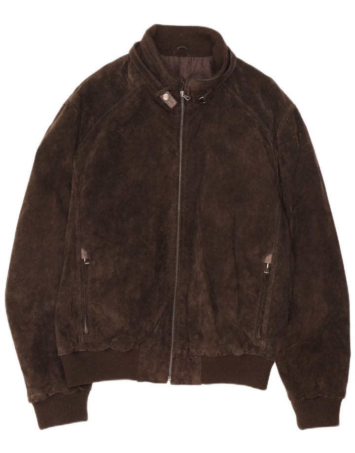 Lanificio Di Tollegno Mens Suede Bomber Jacket UK 38 Medium Brown Leather
