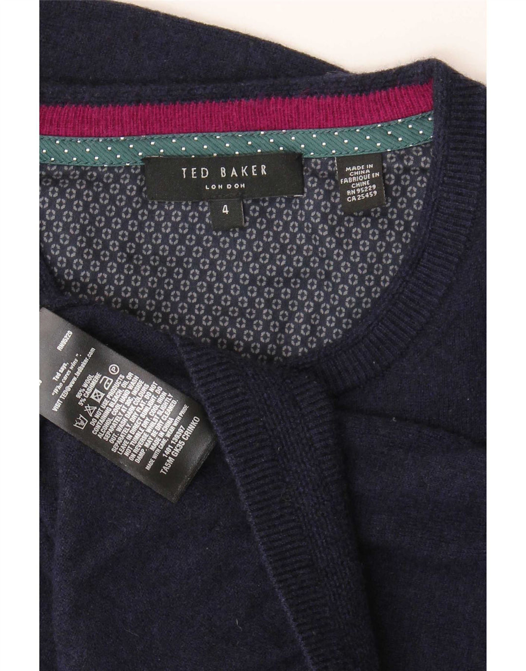 Ted Baker Mens Crew Neck Jumper Sweater Size 4 Large Navy Blue Wool