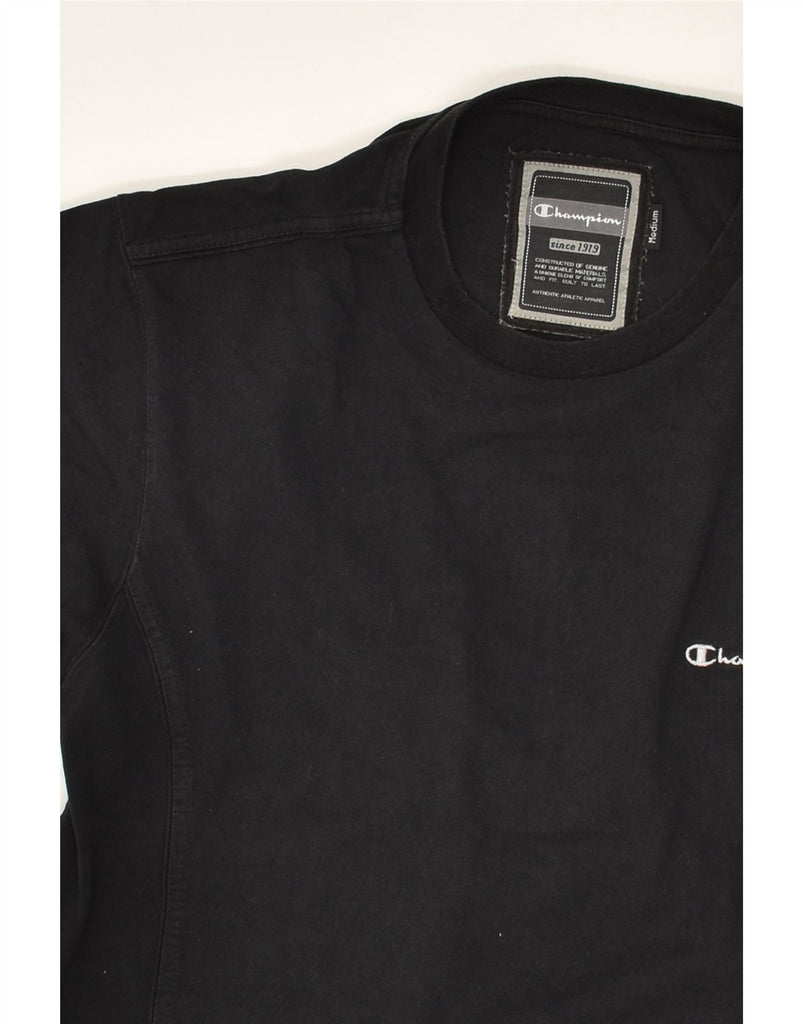 CHAMPION Mens T-Shirt Top Medium Black Cotton | Vintage Champion | Thrift | Second-Hand Champion | Used Clothing | Messina Hembry 