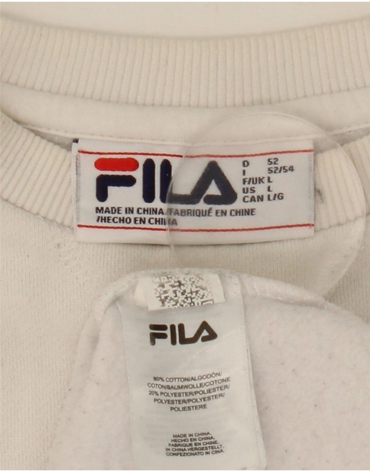 Fila Mens Graphic Sweatshirt Jumper Large White Colourblock Cotton