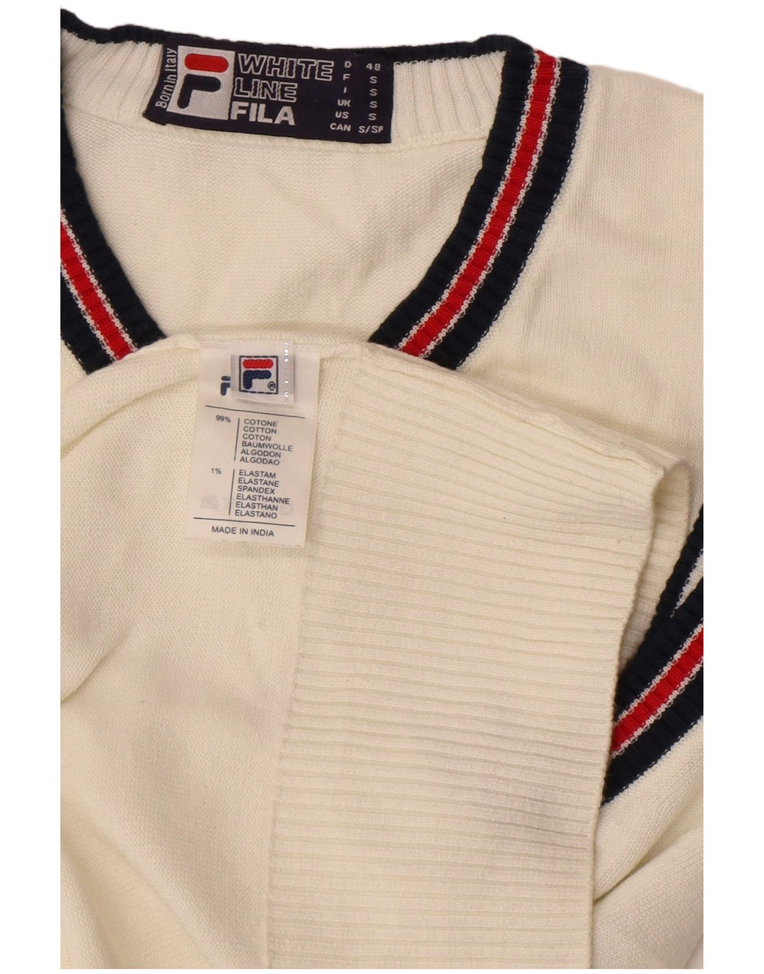 Fila Mens Vest Tank Top Small White Cotton