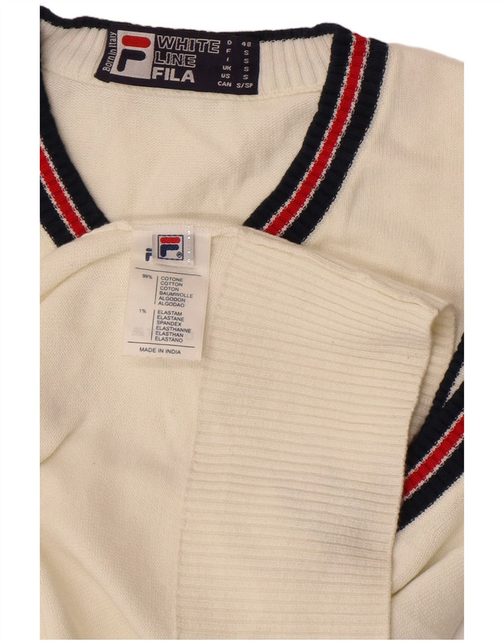 Fila Mens Vest Tank Top Small White Cotton