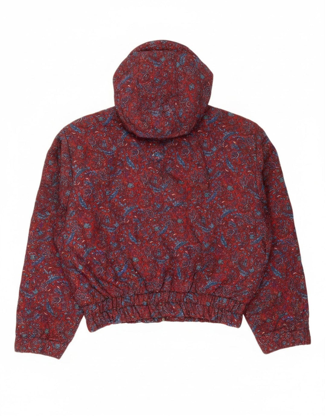 oltre Womens Hooded Oversized Bomber Jacket UK 10 Small Red Paisley