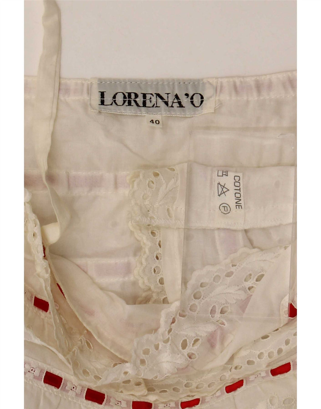 Lorena'O Womens Crop Cami Top IT 40 Small White Striped Cotton
