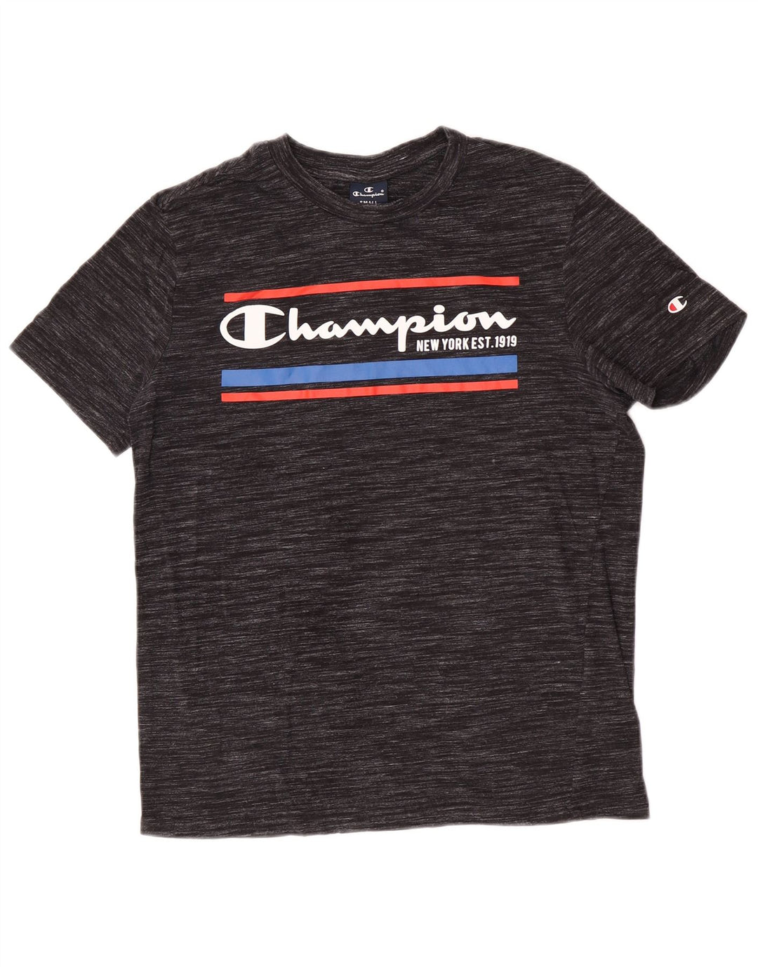 Champion Mens Graphic T-Shirt Top Small Grey Pinstripe