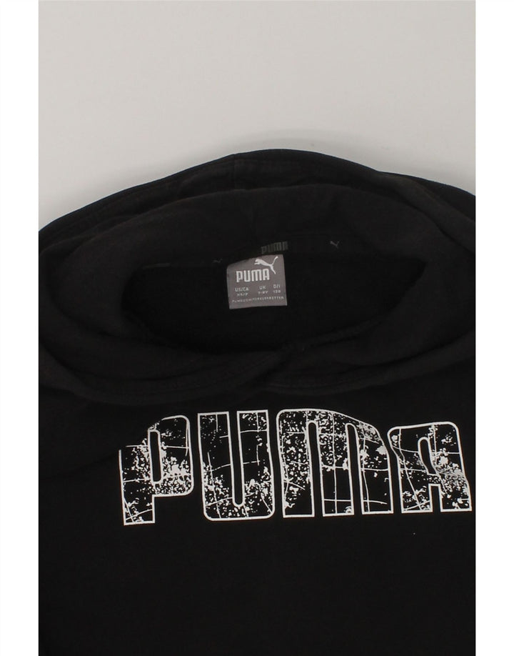 PUMA Boys Graphic Hoodie Jumper 7-8 Years Black | Vintage Puma | Thrift | Second-Hand Puma | Used Clothing | Messina Hembry 