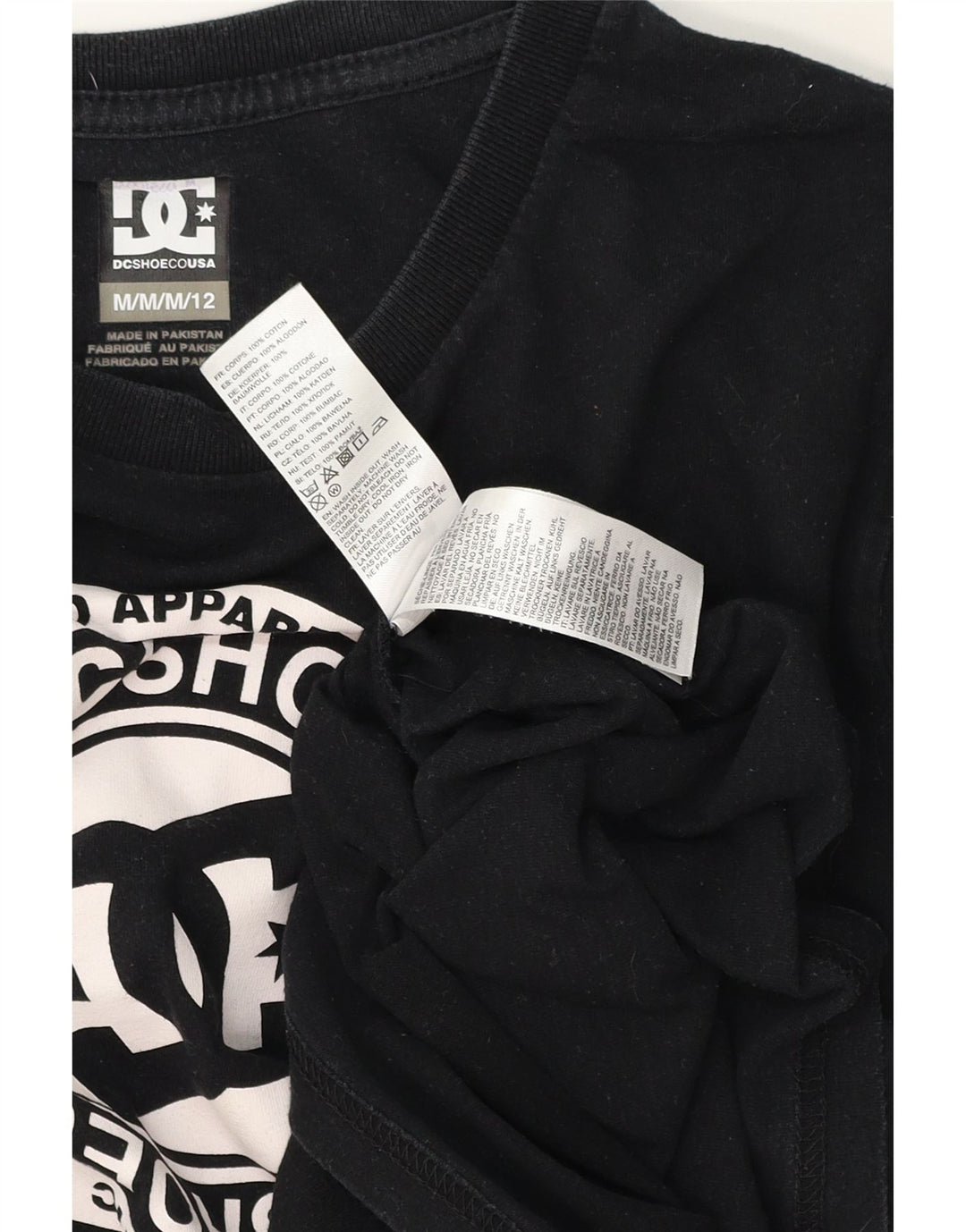 DC Boys Graphic Top Long Sleeve 11-12 Years Medium Black Cotton