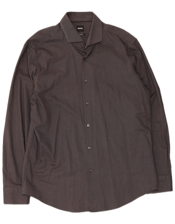 Hugo Boss Mens Regular Fit Shirt Size 43 17 XL Grey Cotton