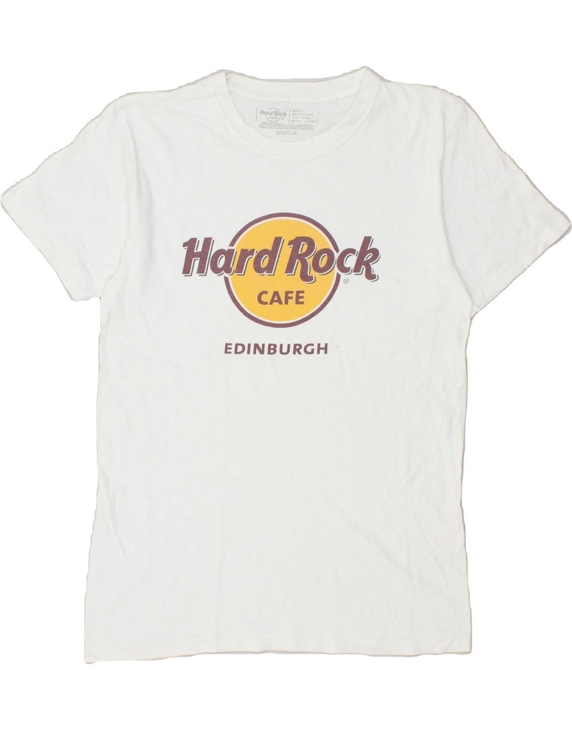 HARD ROCK CAFE Mens Edinburgh Graphic T-Shirt Top Medium White Cotton | Vintage Hard Rock Cafe | Thrift | Second-Hand Hard Rock Cafe | Used Clothing | Messina Hembry 