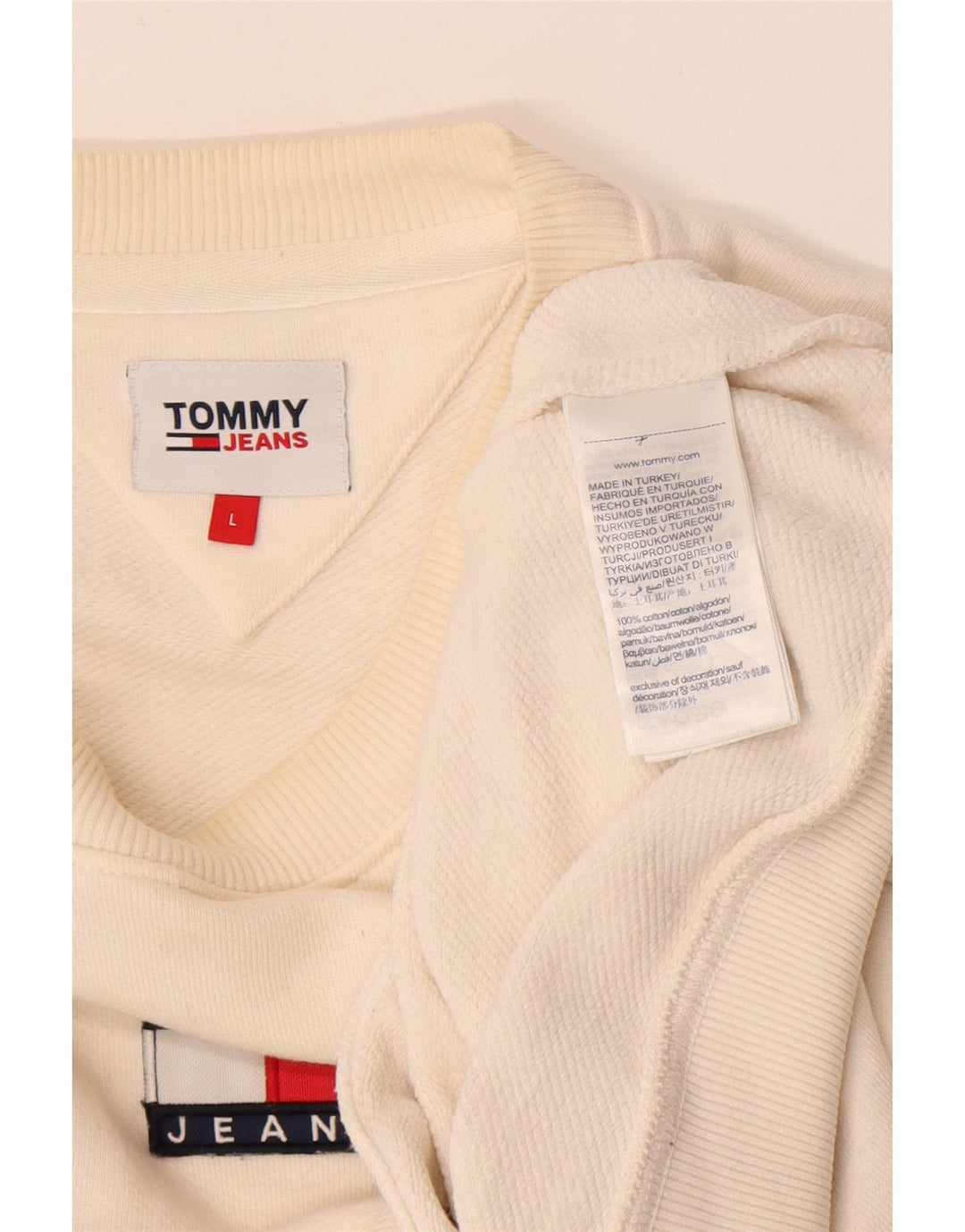 Tommy Hilfiger Mens Sweatshirt Jumper Large White Cotton