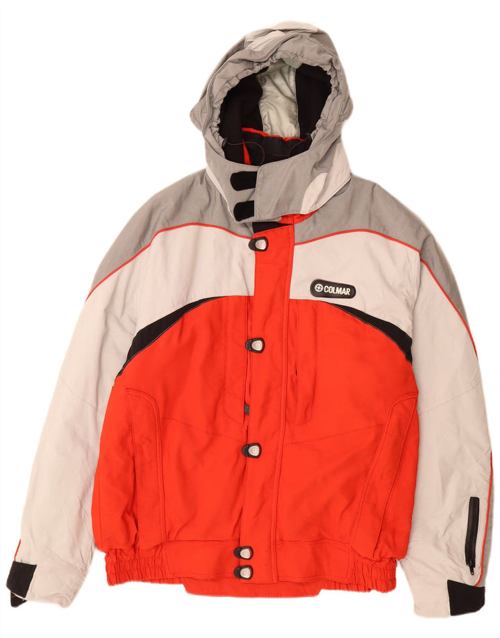 Colmar Mens Graphic Hooded Ski Jacket IT 54 Large Red Colourblock Polyamide