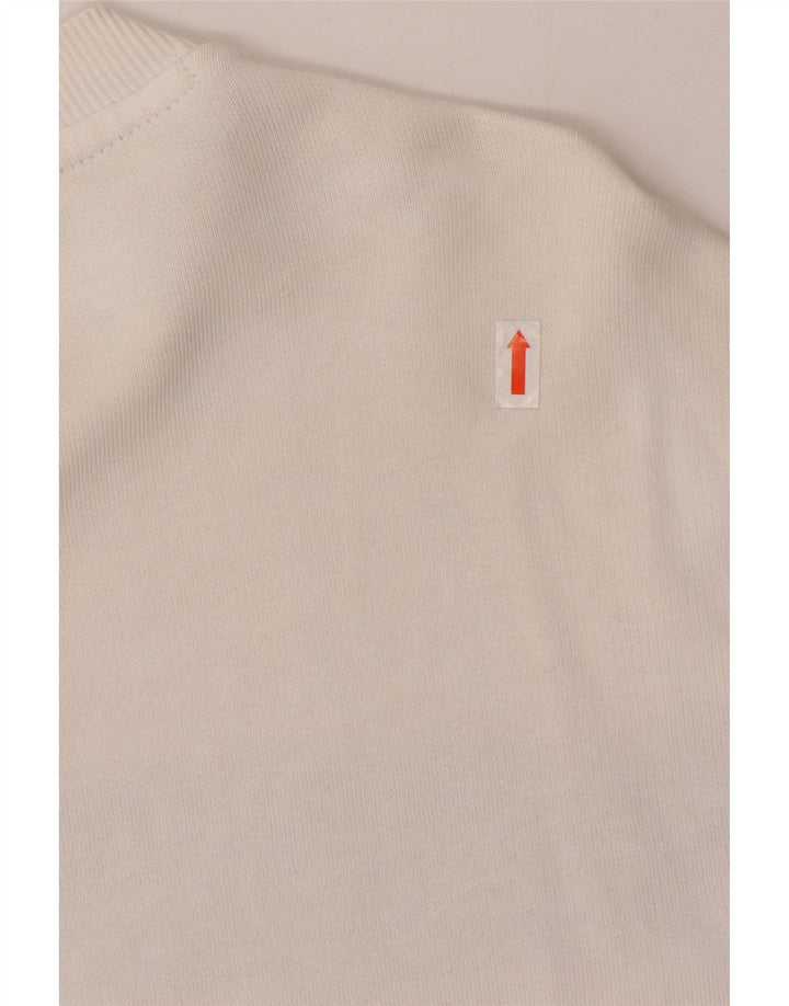 Guess Mens Graphic Top Long Sleeve Medium White Colourblock Cotton