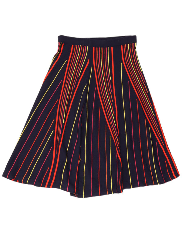 Asos Womens High Waist Skirt UK 16 Large W30 Navy Blue Striped Acrylic