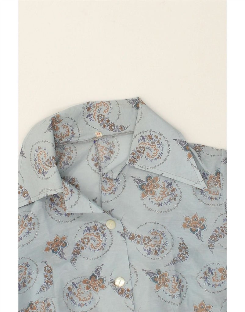 VINTAGE Womens Shirt EU 38 Medium Blue Floral Vintage Vintage and Second-Hand Vintage from Messina Hembry 