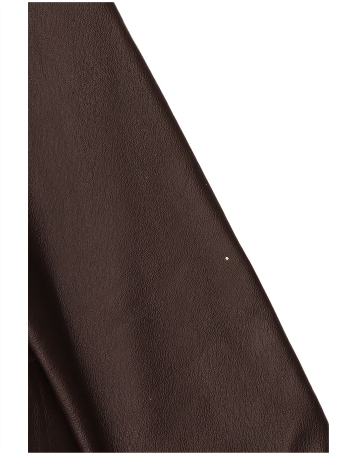 MILAN Womens Leather Coat UK 14 Large Brown Leather