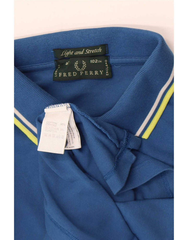 Fred Perry Mens Light and Stretch Polo Shirt Medium Blue Striped Cotton