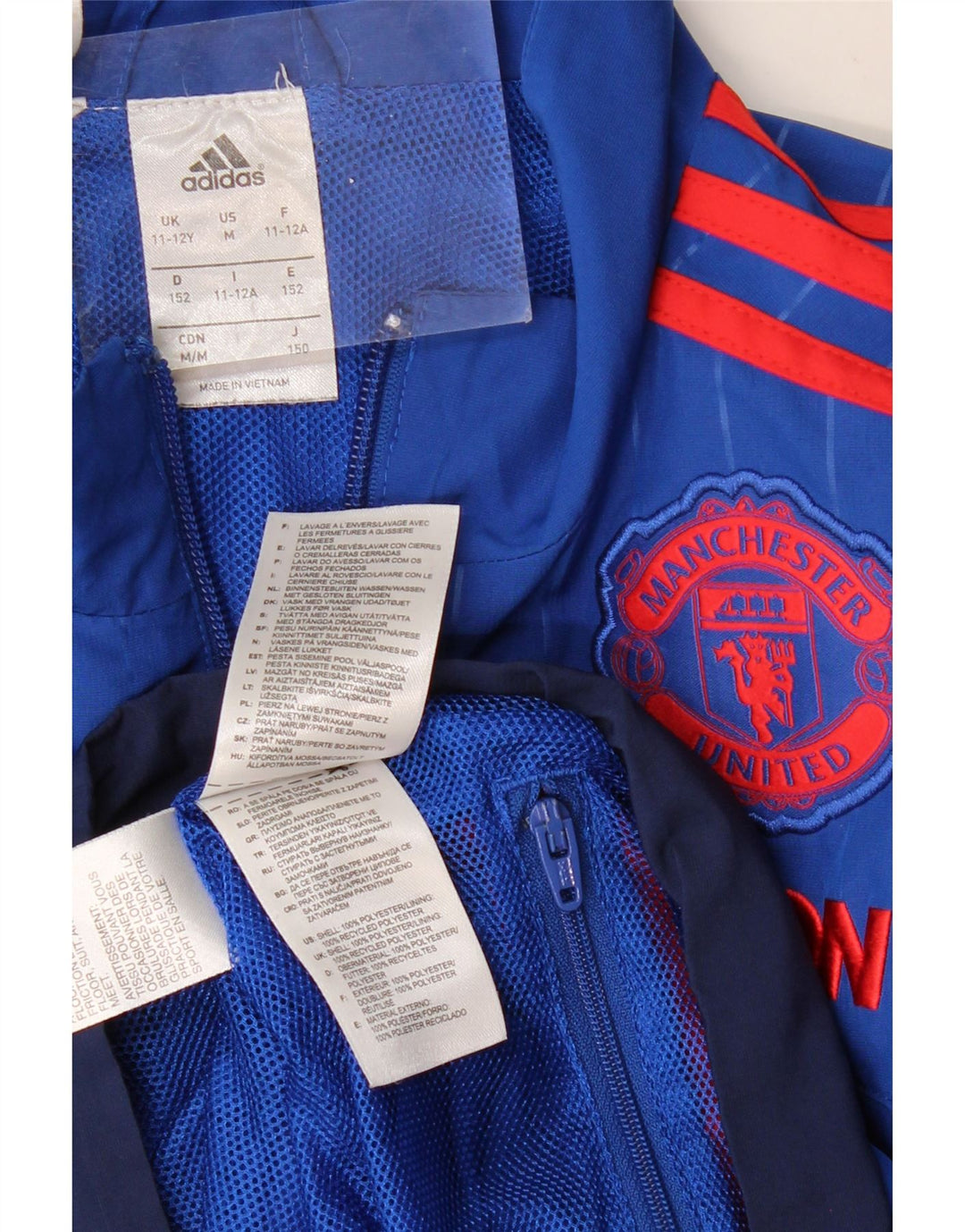 ADIDAS Boys Manchester United Tracksuit Top Jacket 11-12 Years Blue