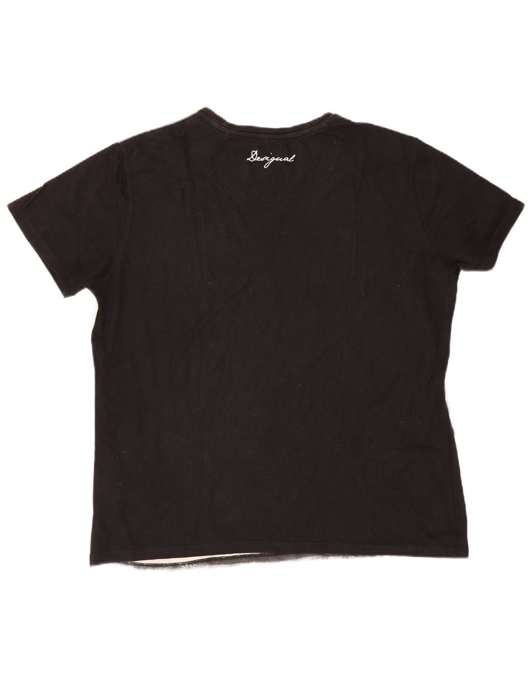 DESIGUAL Mens Graphic T-Shirt Top 2XL Grey Colourblock Cotton